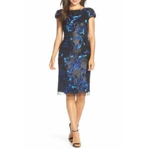 Vera Wang DRESS Sequin Bodycon Dress Cap Sleeve - 6